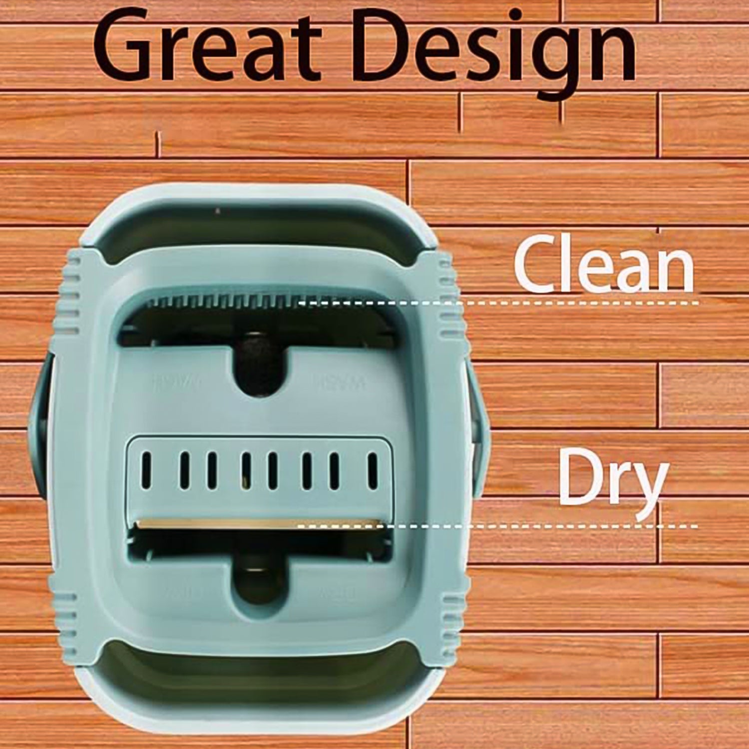 Flat mop with 2-in-1 self-cleaning and dry capabilities. Flat mop with 2-in-1 self-cleaning and dry capabilities.